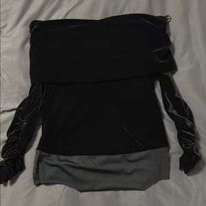 Zara navy velvet Off-Shoulder Bodysuit